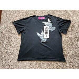 Techwater Japanese T-Shirt Men's Size Large Bird Graphic Shirt